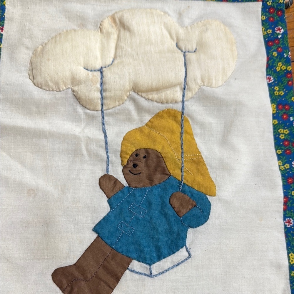 Vintage Handmade Paddington Quilt Patch with Floral Border - Picture 2 of 6